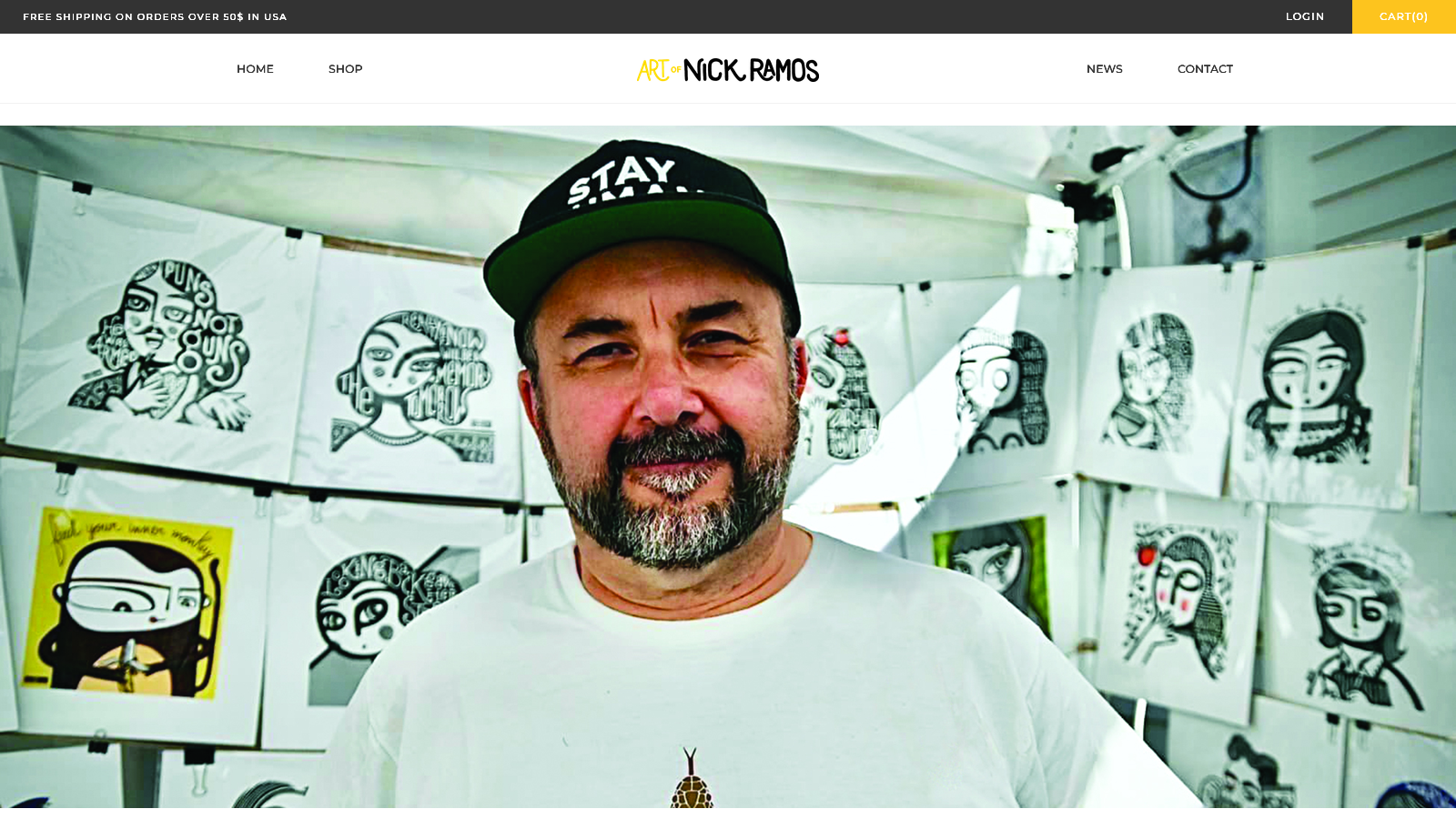 Nick Ramos artist portfolio and online store homepage